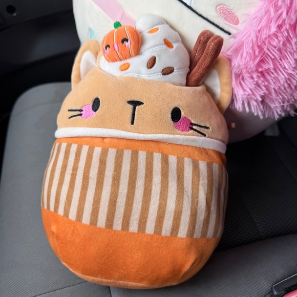 Squishmallows Other - Squishmallows CINDA The Pumpkin Latte Cat 8" Fall Plush Claire's Exclusive RARE